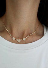 Load image into Gallery viewer, 14K Gold Diamond Graduated Heart Necklace
