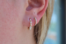 Load image into Gallery viewer, 14K Yellow Gold Diamond Bubble Huggies

