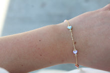 Load image into Gallery viewer, 14K Yellow Gold Multi Color Heart Bracelet

