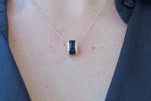 Load image into Gallery viewer, 14K Yellow Gold Diamond Border Black Enamel Rondelle Charm

