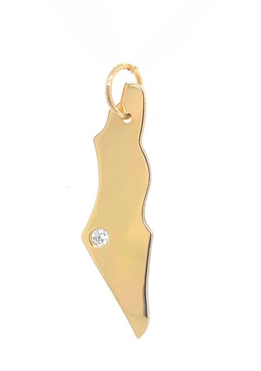 14K Mini Map of Israel Charm