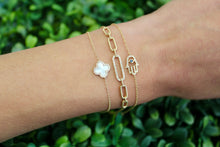 Load image into Gallery viewer, 14K Yellow Gold Diamond Mother of Pearl Fluted Bracelet
