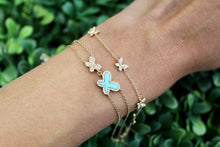Load image into Gallery viewer, 14K Yellow Gold Diamond Turquoise Double  Butterfly Bracelet
