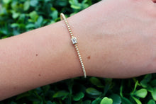 Load image into Gallery viewer, 14K Yellow Gold Emerald Diamond Flex Bangle
