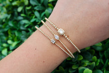Load image into Gallery viewer, 14K Yellow Gold Rectangle Diamond Ball Flex Bangle
