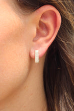 Load image into Gallery viewer, 14K Yellow Gold Diamond Rectangle Huggies
