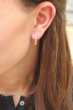 Load image into Gallery viewer, 14K Yellow Gold Half Diamond Hoop Earrings

