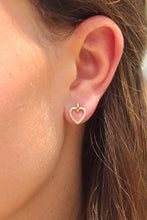 Load image into Gallery viewer, 14K Yellow Gold Diamond Heart Studs
