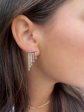 Load image into Gallery viewer, 14K Gold Bar with Dangling Baguette Earrings
