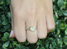 Load image into Gallery viewer, 14K Yellow Gold Mother of Pearl Heart Cuban Ring
