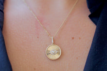 Load image into Gallery viewer, 14k Yellow Gold Fluted Evil Eye Diamond Charm
