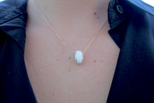 Load image into Gallery viewer, 14K Yellow Gold Diamond Border White Enamel Rondelle Charm
