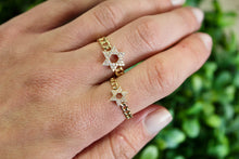 Load image into Gallery viewer, 14K Yellow Gold Star of David Cuban Link Ring
