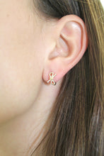 Load image into Gallery viewer, 14K Yellow Gold Bow Diamond Huggies
