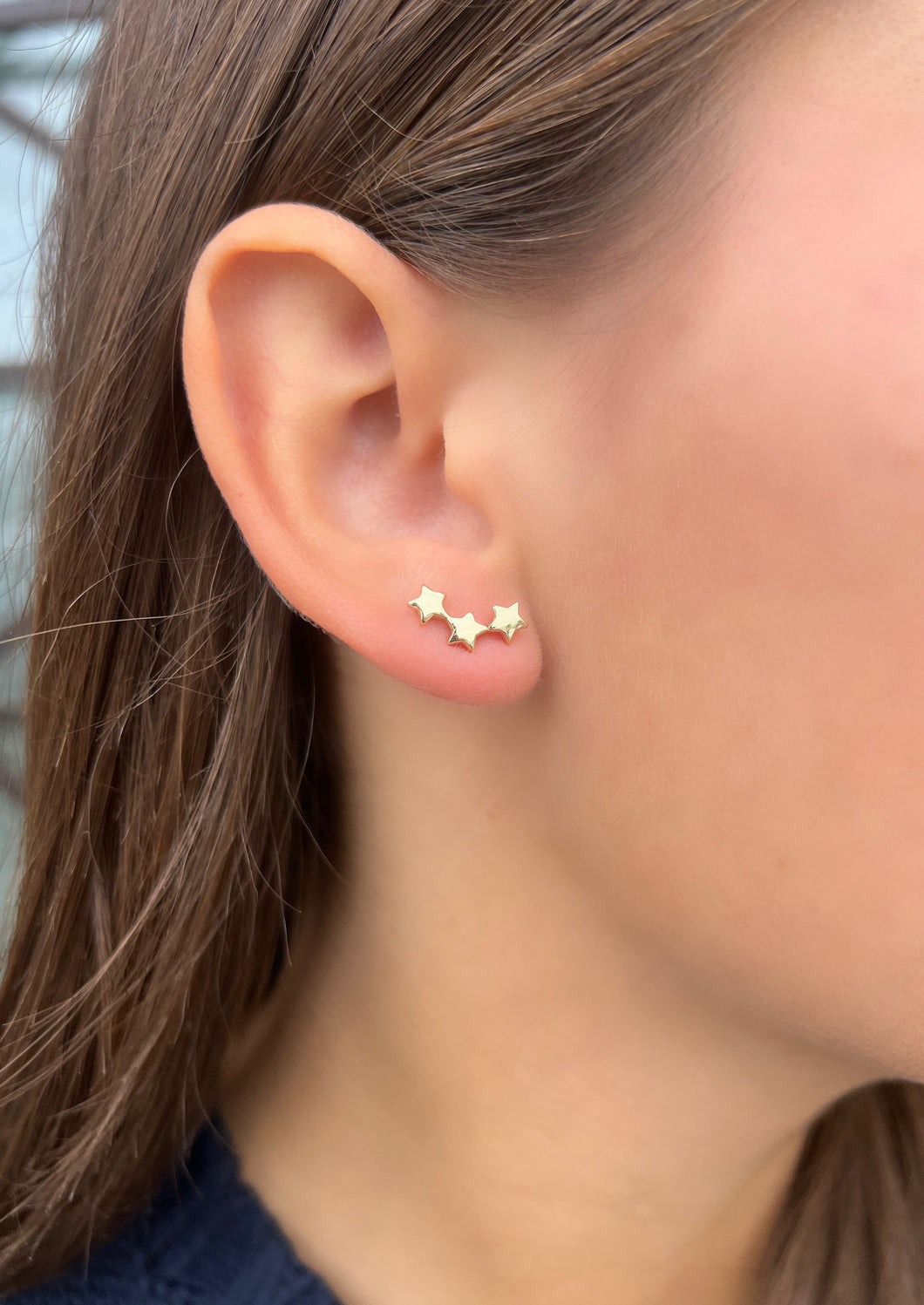 14K Yellow Gold Triple Star (Child) Studs