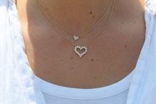 Load image into Gallery viewer, 14K Gold Full Cut Diamond Open Heart Necklace
