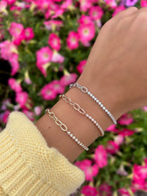 Load image into Gallery viewer, 14K Gold Diamond Half Link Half Diamond Tennis Bracelet
