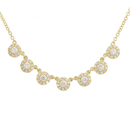 14K Gold and Diamond Multi Disk Necklace