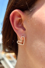 Load image into Gallery viewer, 14K Yellow Gold Diamond Large Open Heart Hoops
