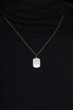 Load image into Gallery viewer, 14K Yellow Gold Mother of Pearl Diamond Star of David Dog Tag Necklace
