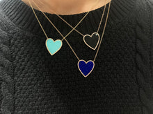 Load image into Gallery viewer, 14K Gold Extra Large Lapis Heart Necklace
