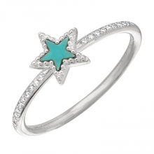 Load image into Gallery viewer, 14K Gold Turquoise Star Ring with Half Diamond Band
