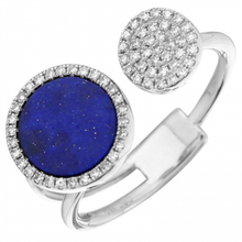 Load image into Gallery viewer, 14K Gold Lapis and Pave Diamond Open Ring
