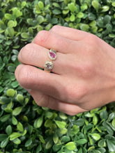 Load image into Gallery viewer, 14K Yellow Gold Fluted Diamond Pink Sapphire Open Ring
