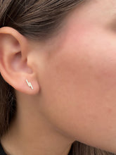 Load image into Gallery viewer, 14K Gold Double Diamond Bar Studs
