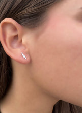 Load image into Gallery viewer, 14K Gold Double Diamond Bar Studs
