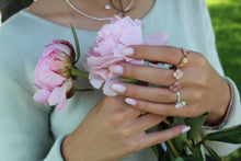 Load image into Gallery viewer, 14K Yellow Gold Fluted Diamond Pink Sapphire Open Ring
