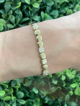 Load image into Gallery viewer, 14K Yellow Gold Alternating Gold Diamond Cushion Shape Bracelet
