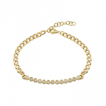 Load image into Gallery viewer, 14K Gold Cuban Link Diamond Bezel Bracelet
