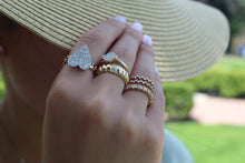 Load image into Gallery viewer, 14K Yellow Gold Diamond Small Clover Ring
