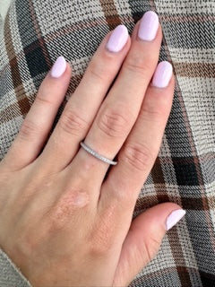 14K White Gold thin Diamond Band