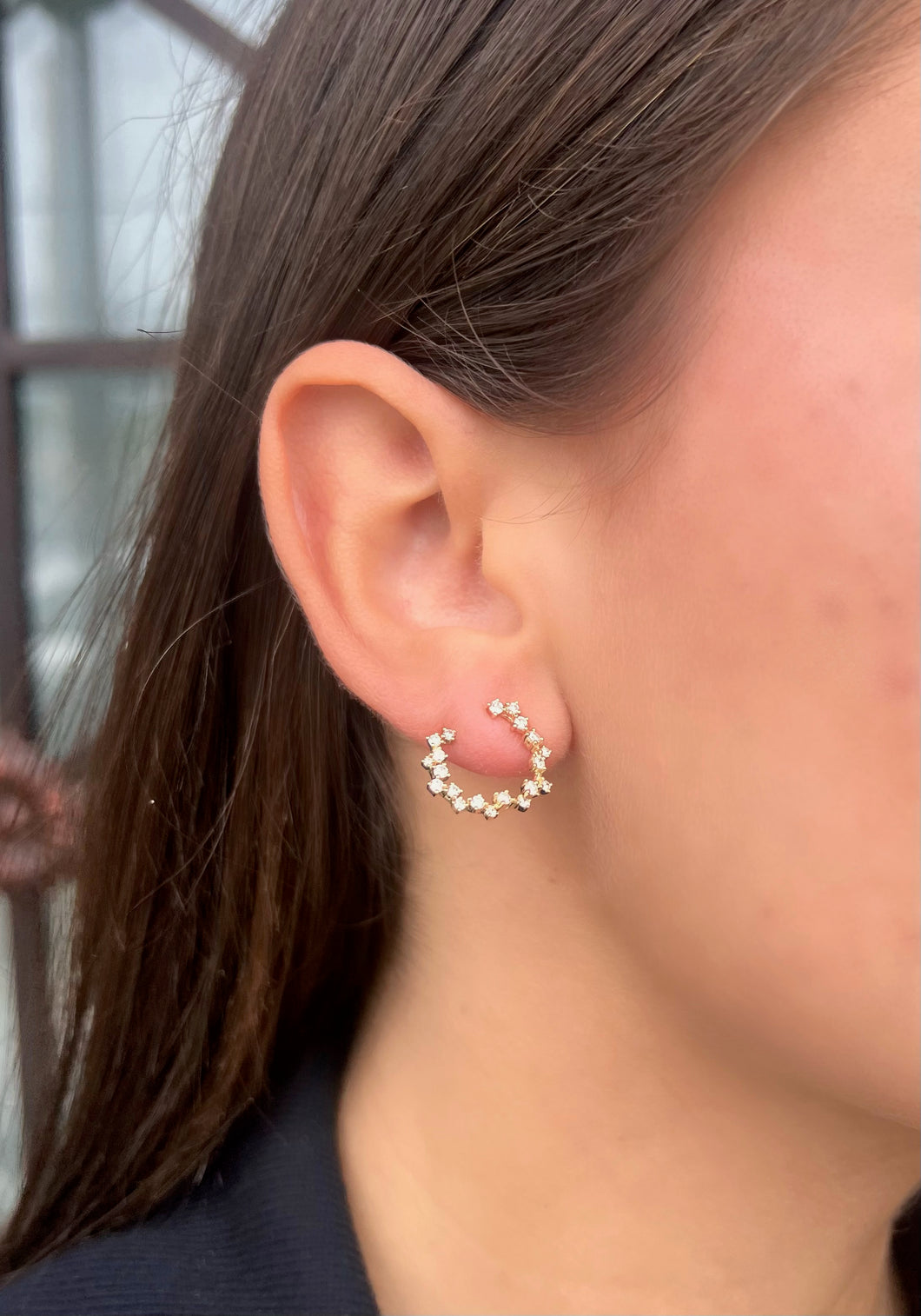 14K Yellow Gold Diamond Round Earrings