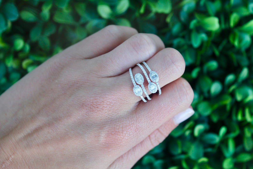14K White Gold Diamond Oval Wrap Ring