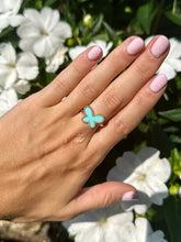 Load image into Gallery viewer, 14K Yellow Gold and Diamond Turquoise Butterfly Ring
