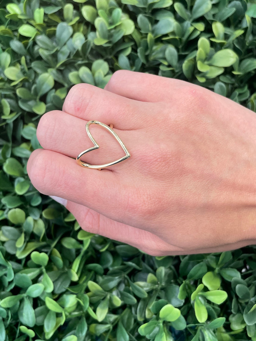 14K Yellow Gold Large Open Heart Ring