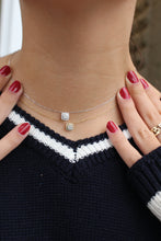 Load image into Gallery viewer, 14K Gold Diamond Necklace with Cushion Halo
