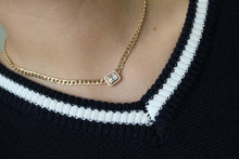 Load image into Gallery viewer, 14K Yellow Gold Baguette Charm Cuban Link Necklace
