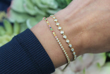 Load image into Gallery viewer, 14k Yellow Gold Half Rainbow &amp; Half Diamond Tennis Bracelet
