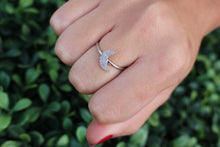 Load image into Gallery viewer, 14K White Gold Diamond Moon Ring

