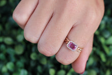 Load image into Gallery viewer, 14K Rose Gold Diamond &amp; Ruby Baguette Ring
