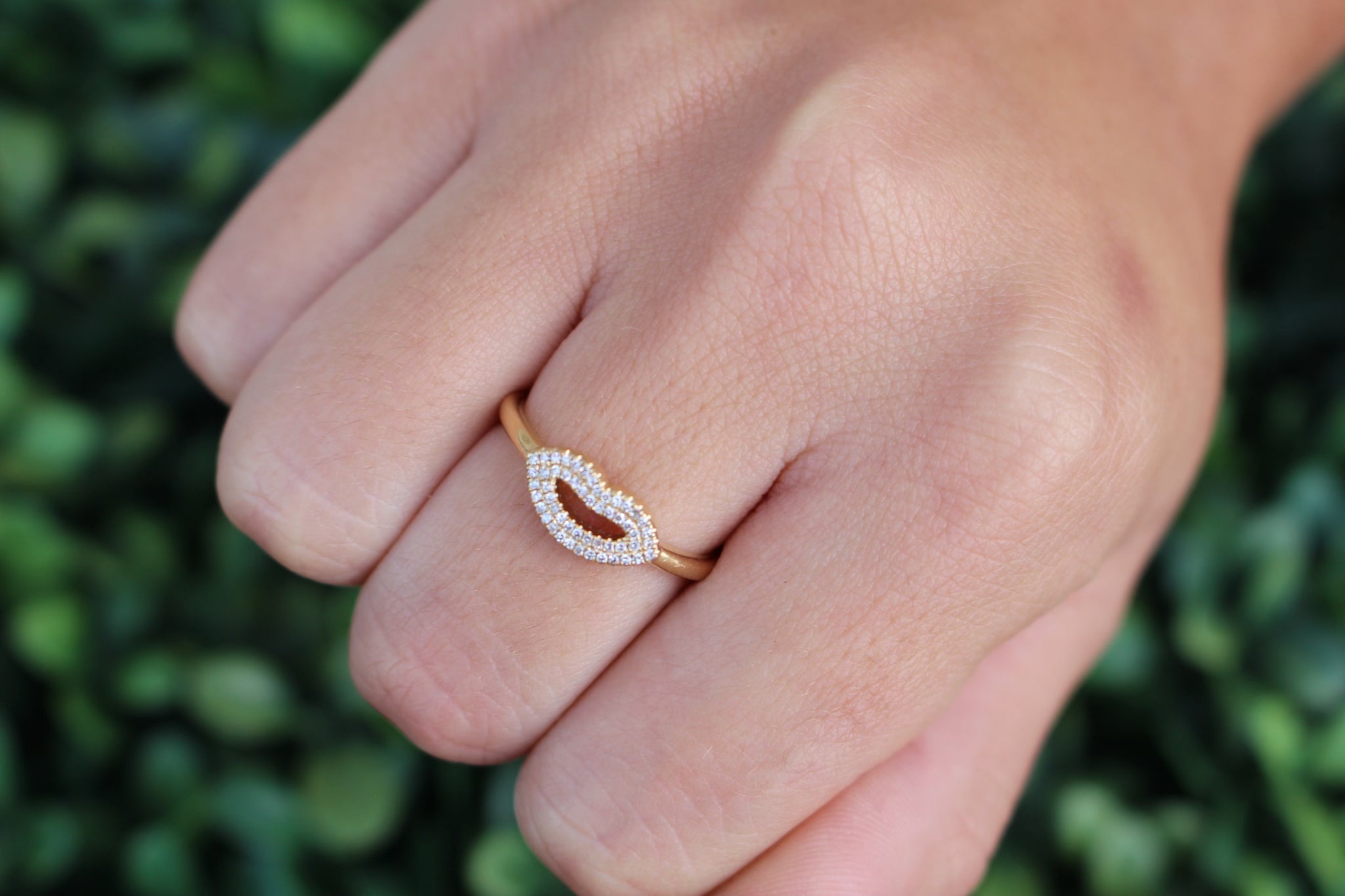 14K Gold Medium Diamond Lip Ring