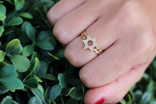 Load image into Gallery viewer, 14K Yellow Gold Star of David Cuban Link Ring

