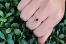 Load image into Gallery viewer, 14K Gold Lapis Star Ring with Half Diamond Band
