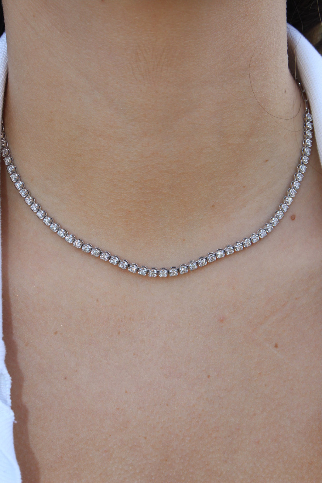 14K White Gold 2.5ct Paperclip Chain Tennis Necklace