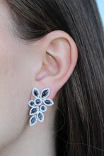Load image into Gallery viewer, 14K White Gold And Sapphire Diamond Stud Earrings
