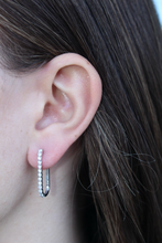 Load image into Gallery viewer, 14K White Gold Large Rectangular Diamond Earrings
